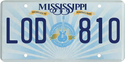 MS license plate LOD810
