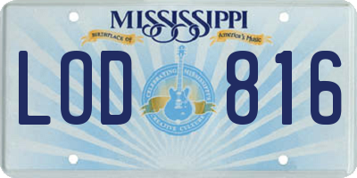 MS license plate LOD816