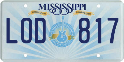 MS license plate LOD817