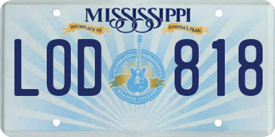 MS license plate LOD818