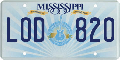 MS license plate LOD820