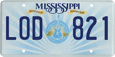MS license plate LOD821