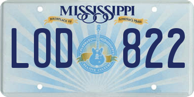 MS license plate LOD822