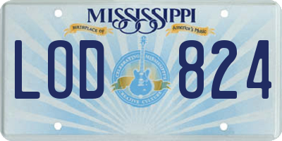 MS license plate LOD824