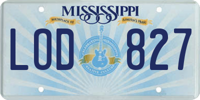 MS license plate LOD827