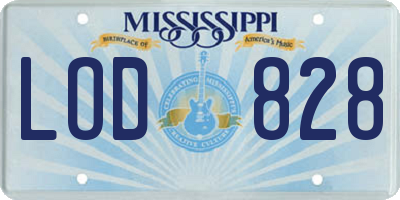 MS license plate LOD828