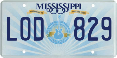 MS license plate LOD829