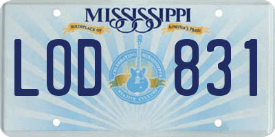 MS license plate LOD831