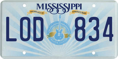 MS license plate LOD834
