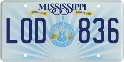 MS license plate LOD836