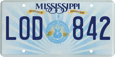 MS license plate LOD842