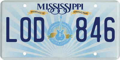 MS license plate LOD846