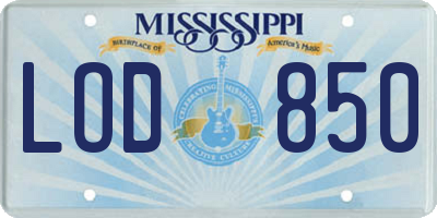 MS license plate LOD850