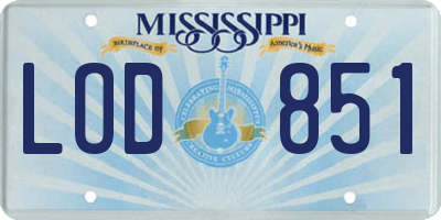 MS license plate LOD851