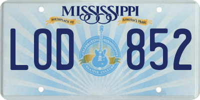 MS license plate LOD852