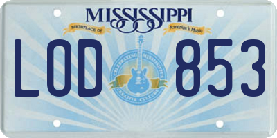 MS license plate LOD853