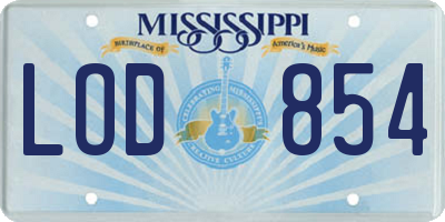 MS license plate LOD854