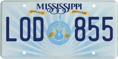 MS license plate LOD855