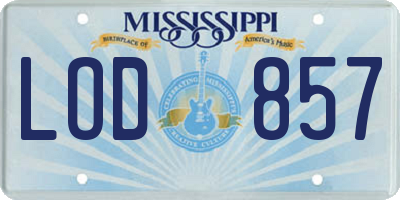 MS license plate LOD857