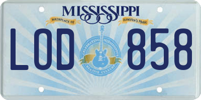 MS license plate LOD858