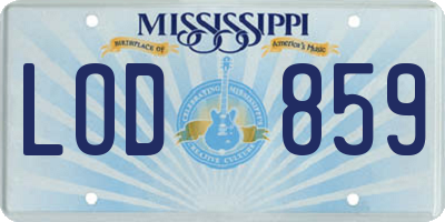 MS license plate LOD859