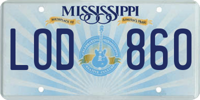 MS license plate LOD860