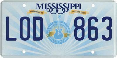 MS license plate LOD863