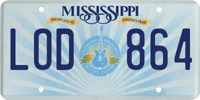 MS license plate LOD864