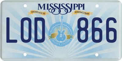 MS license plate LOD866