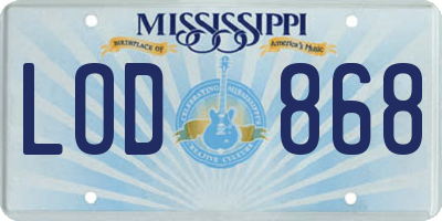 MS license plate LOD868