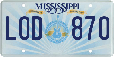 MS license plate LOD870