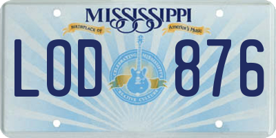 MS license plate LOD876