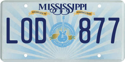 MS license plate LOD877