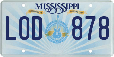 MS license plate LOD878