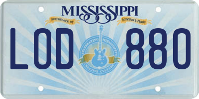 MS license plate LOD880