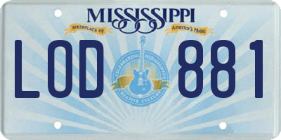 MS license plate LOD881