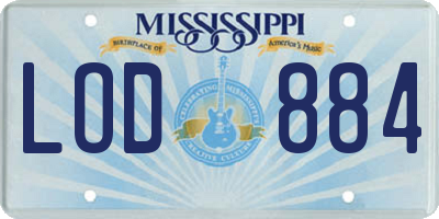 MS license plate LOD884