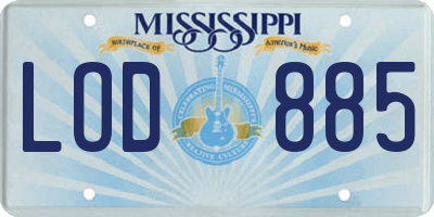 MS license plate LOD885