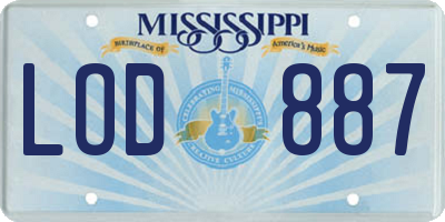 MS license plate LOD887