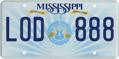 MS license plate LOD888