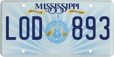 MS license plate LOD893