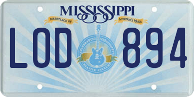 MS license plate LOD894