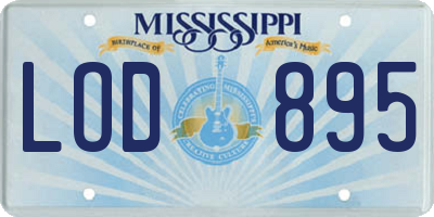 MS license plate LOD895