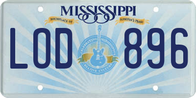MS license plate LOD896