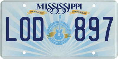 MS license plate LOD897