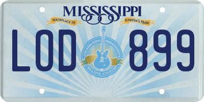MS license plate LOD899