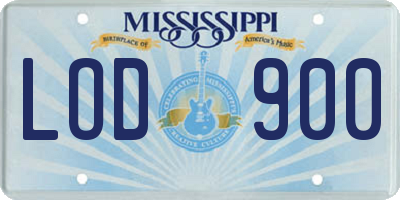 MS license plate LOD900