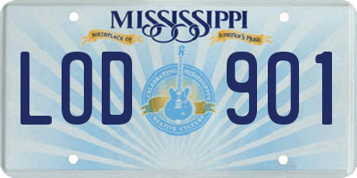 MS license plate LOD901