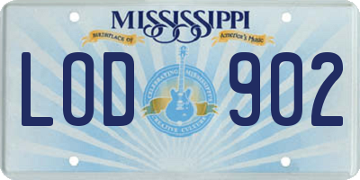 MS license plate LOD902