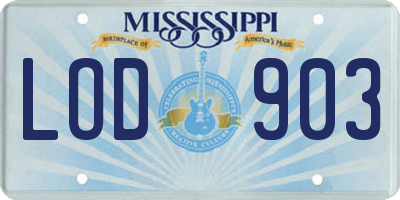 MS license plate LOD903